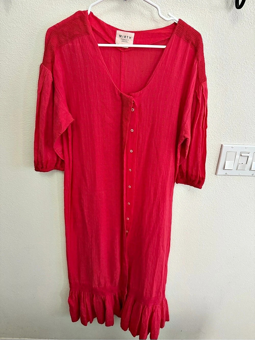 Mirth Handmade cotton Midi Dress in Pink Size XS Like New